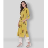 Divena - Yellow Cotton Womens Front Slit Kurti ( Pack of 1 ) - XS