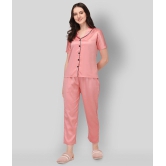 Smarty Pants - Peach Silk Womens Nightwear Nightsuit Sets ( Pack of 1 ) - M