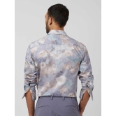 Lilac Floral Print Slim Fit Casual Shirt