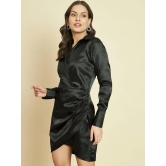 Black Satin Wrap Around Dress-S