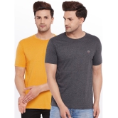 Lycos - Cotton Blend Regular Fit Charcoal Grey Men's T-Shirt ( Pack of 2 ) - None