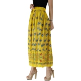 Maize Long Skirt with Printed Peacock Feathers