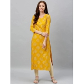 KIPEK - Mustard Rayon Womens Straight Kurti ( Pack of 1 ) - None