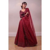 Designer Red Net Embedded Lehenga-L