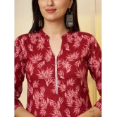 Tissu Cotton Printed Straight Womens Kurti - Maroon ( Pack of 1 ) - None