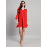 Curvydrobe Georgette Solid Mini Womens A-line Dress - Red ( Pack of 1 ) - None