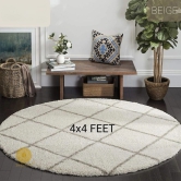 Modern Round Shaped Bedroom / Dining Rugs-4x4 Feet / Grey