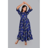 Smien Rayon Printed Anarkali Womens Kurti - Blue ( Pack of 1 ) - None