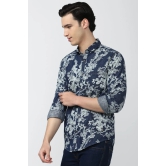 Men Navy Slim Fit Print Full Sleeves Casual Shirt