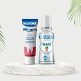 Orasore Whitening Duo | nHAp Toothpaste 100g & Clear Mouthwash 250ml | Peroxide-Free | Refreshing, Reduces Sensitivity & Whitens Teeth | No Color & No Alcohol | Free Bamboo Toothbrush