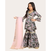 Girls Gharara Suite Set with Dupatta-Grey / 12 - 13 Years