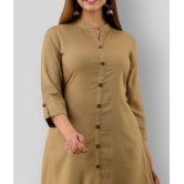 MAUKA - Khaki Rayon Womens Front Slit Kurti ( Pack of 1 ) - S