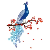 Asmi Collection Beautiful Peacock and Flowers wall stickers Nature Sticker ( 130 x 130 cms )