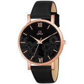 Septem Black Leather Analog Womens Watch