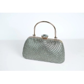 Embellished Handcrafted Hand Clutch Silver Color Party Bag