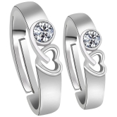 Paola Speical For Couple Ring Valentines Couples Gift Sets Diamond Heart Silver Plated Adjustable Ring Set Women And Men - None