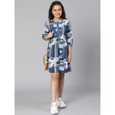 Oxolloxo Girls Blue Crepe A-Line Dress