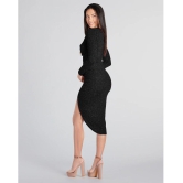 Addyvero Polyester Self Design Midi Womens Bodycon Dress - Black ( Pack of 1 ) - None