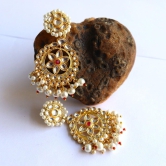 iha Pearl Jadau Chandbali Earrings|Fashion Jewellery|Earrings for Women and Girls