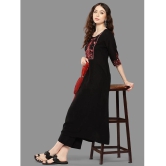 Janasya Rayon Embroidered A-line Womens Kurti - Black ( Pack of 1 ) - None