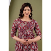 KASHVI Creation Women's Cotton Floral Printed Anarkali Maternity Feeding Kurti-Pink