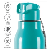 Milton Steel Sprint 600 Insulated Inner Stainless Steel Water Bottle, 510 ml, Aqua Green | Hot or Cold | Easy Grip | Leak Proof | Kids School Bottle | Office | Gym | Hiking | Treking | Trave