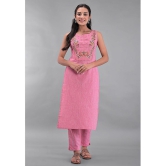 Maquien - Pink Straight Rayon Women's Stitched Salwar Suit ( Pack of 1 ) - None