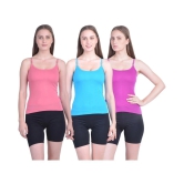 Dollar Missy Womes Multicolor Cotton Camisole Pack of 3 - None