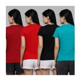 Fabflee - Multicolor Cotton Regular Fit Womens T-Shirt ( Pack of 4 ) - None