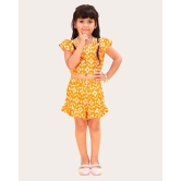 Girls Printed Stylish Flared Palazzo With Crop Top-Yellow / 7 Years-8 Years