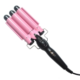 3 Barrel Curling Iron with LCD Display-Pink