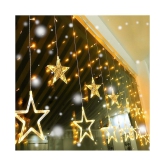 MIRADH 12 Stars 138 LED, 8 Modes Curtain String Lights - Yellow