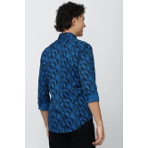 Men Blue Super Slim Fit Print Full Sleeves Casual Shirt