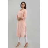 Frionkandy - Peach Cotton Womens A-line Kurti ( Pack of 1 ) - None