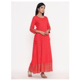 Kbz - Red Rayon Women's Flared Kurti ( ) - XL