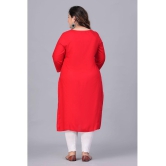 Preksha Rayon Embroidered Straight Women's Kurti - Red ( Pack of 1 ) - None