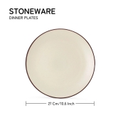 Handcrafted Reactive Glaze Ceramic Dinner Plates, 4 Pieces Serving for 4, Microwave and Dishwasher Safe, Bone-ash Free, Full Plate Set Crockery for Dining and Gifting, Off White