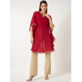 Pannkh - Red Georgette Womens Kaftan Kurti ( Pack of 1 ) - None