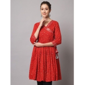 Kbz - Red Cotton Women''s Angrakha Kurti ( Pack of 1 ) - None