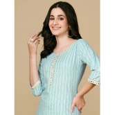 Glomee - Light Blue Cotton Blend Womens Straight Kurti ( Pack of 1 ) - None