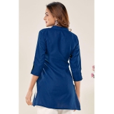 Glomee - Blue Cotton Blend Women's Tunic ( Pack of 1 ) - None