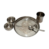 Dynore Lasered Dinner Set for Kids Silver Stainless Steel Dinner Set ( Pack of 5 ) - Silver