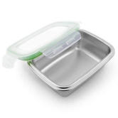 Femora Lunch Box High Steel Rectangle Heavy Duty Airtight Leakproof Unbreakable Storage Container with Lock Lid Lunch Box for Office-College-School, Lunch Box - 2800 Ml/gm, Set of 2, Silver