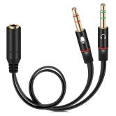 Lapster Y Shape Gold Plated 3.5 mm Headphone Earphone Mic Audio Connection Cable for PC, Laptop - 1 Piece