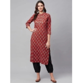 Divena - Red Cotton Womens Straight Kurti ( Pack of 1 ) - None