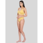 ILRASO - Yellow Poly Cotton Women's Bra & Panty Set ( Pack of 1 ) - None