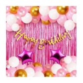 Party Propz Happy Birthday Decorations For Girls Combo Set- Pink White Gold Metallic Balloons, Happy Birthday Banner, Foil Curtain, Star Foil Balloons - Girls, Women, 1st, 2nd, 3rd, 4, 5,6th