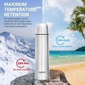 Milton Thermosteel Flip Lid Flask - Stainless Steel Insulated Bottle for Hot and Cold Beverages - 500 ML / 1000 ML - Silver