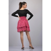 Pink Small Flower Print Skirt (OTLKT1008)-Pink / XXL