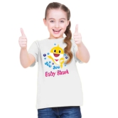 Girls Cotton Baby Shark Half Sleeve TShirt (White) PID41507